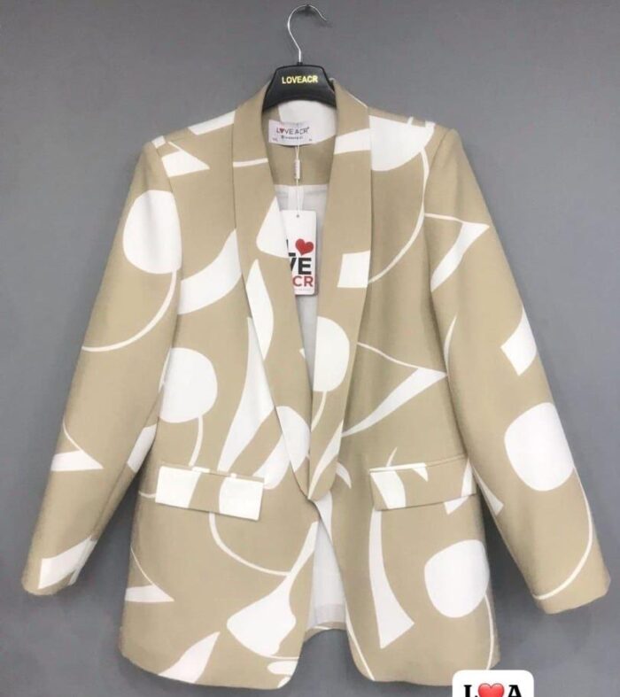Blazer Beige Graphique – Modern Chic Collection ❌️❌️ÉPUISÉ ❌️❌️