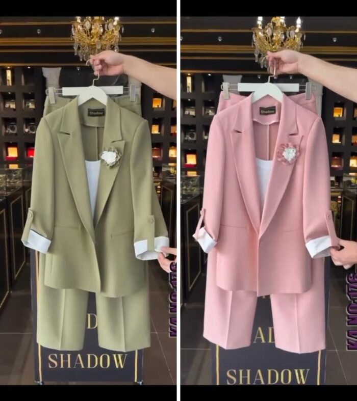 Ensemble Élégance Pastel – Veste Longue & Short Revers❌️ÉPUISÉ ❌️