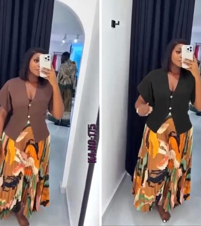 Deux Pièces Bohème Chic – Jupe Imprimée & Gilet Boutonné ❌️ÉPUISÉ ❌️